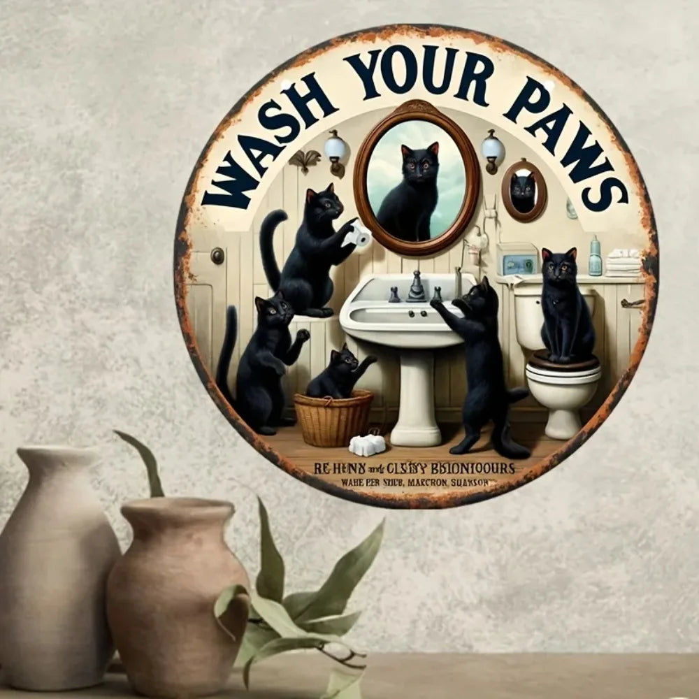 "Vintage Black Cat Sign"