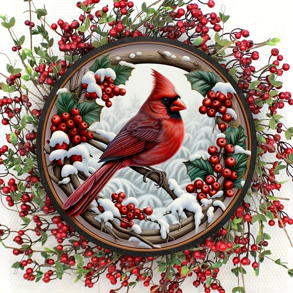 Holly Berry Wreath Christmas Sign