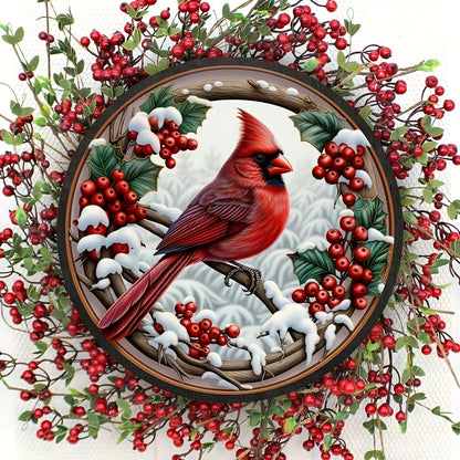 Holly Berry Wreath Christmas Sign