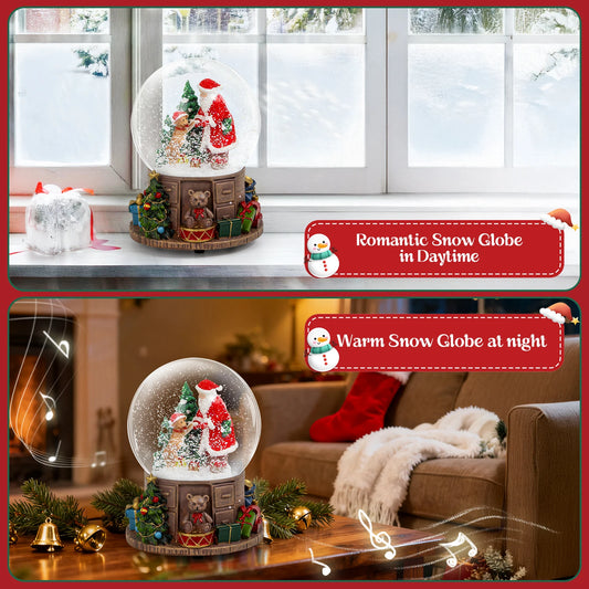 Enchanted Christmas Snow Globe  A Glittering Scene of Santa and Dancing Dogs for Magical Holiday Home Decor