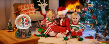 Enchanted Christmas Snow Globe  A Glittering Scene of Santa and Dancing Dogs for Magical Holiday Home Decor