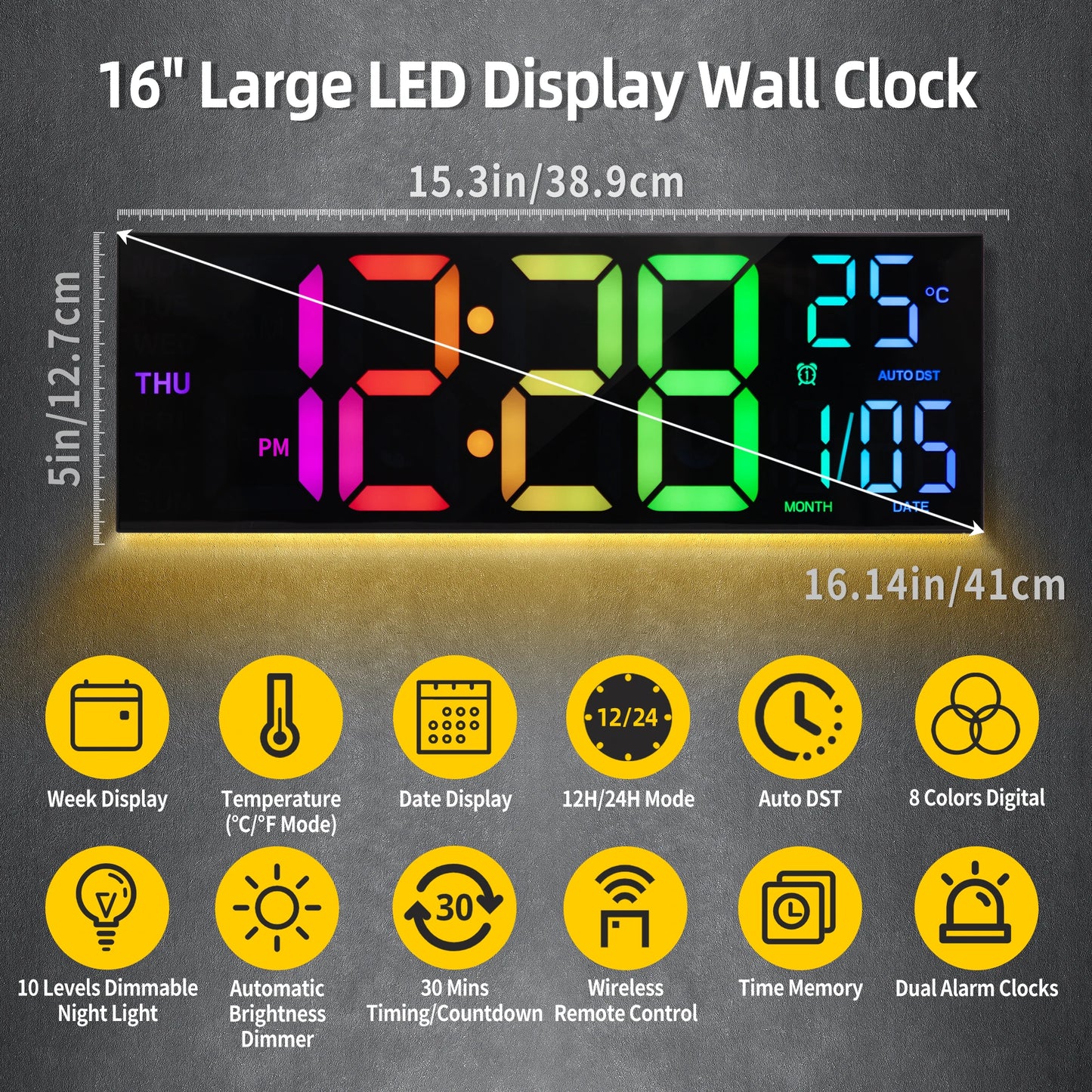 Large Digital Wall Clock
