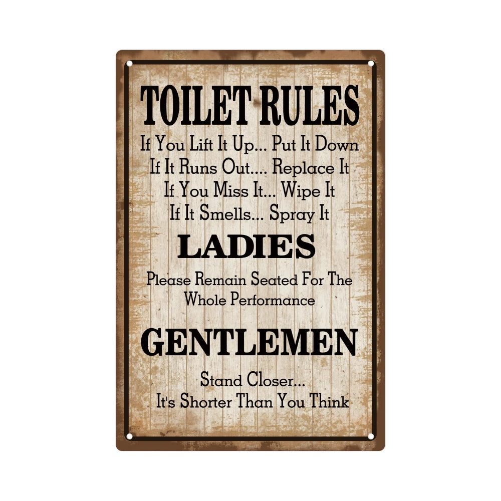 Toilet Rules Metal Tin Sign