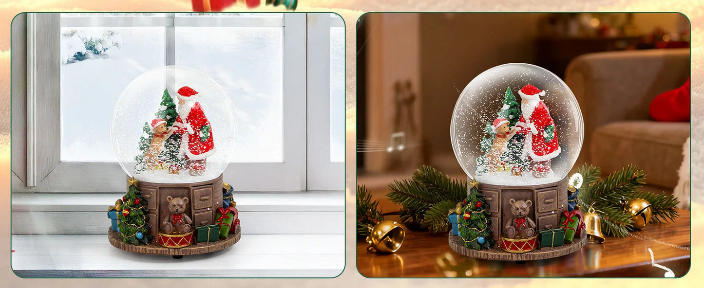 Enchanted Christmas Snow Globe  A Glittering Scene of Santa and Dancing Dogs for Magical Holiday Home Decor