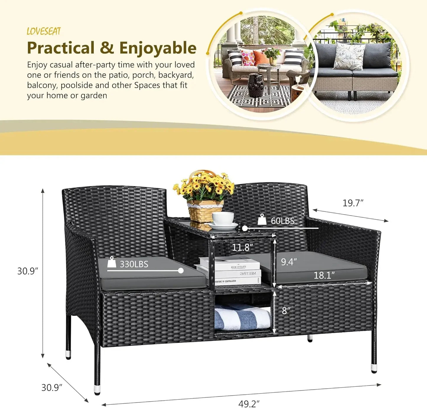 Patio Modern Loveseat