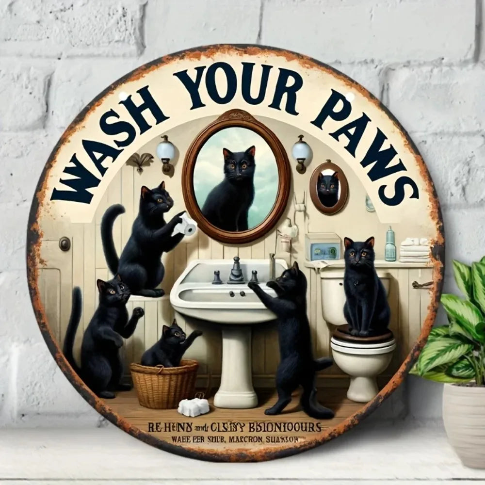 "Vintage Black Cat Sign"