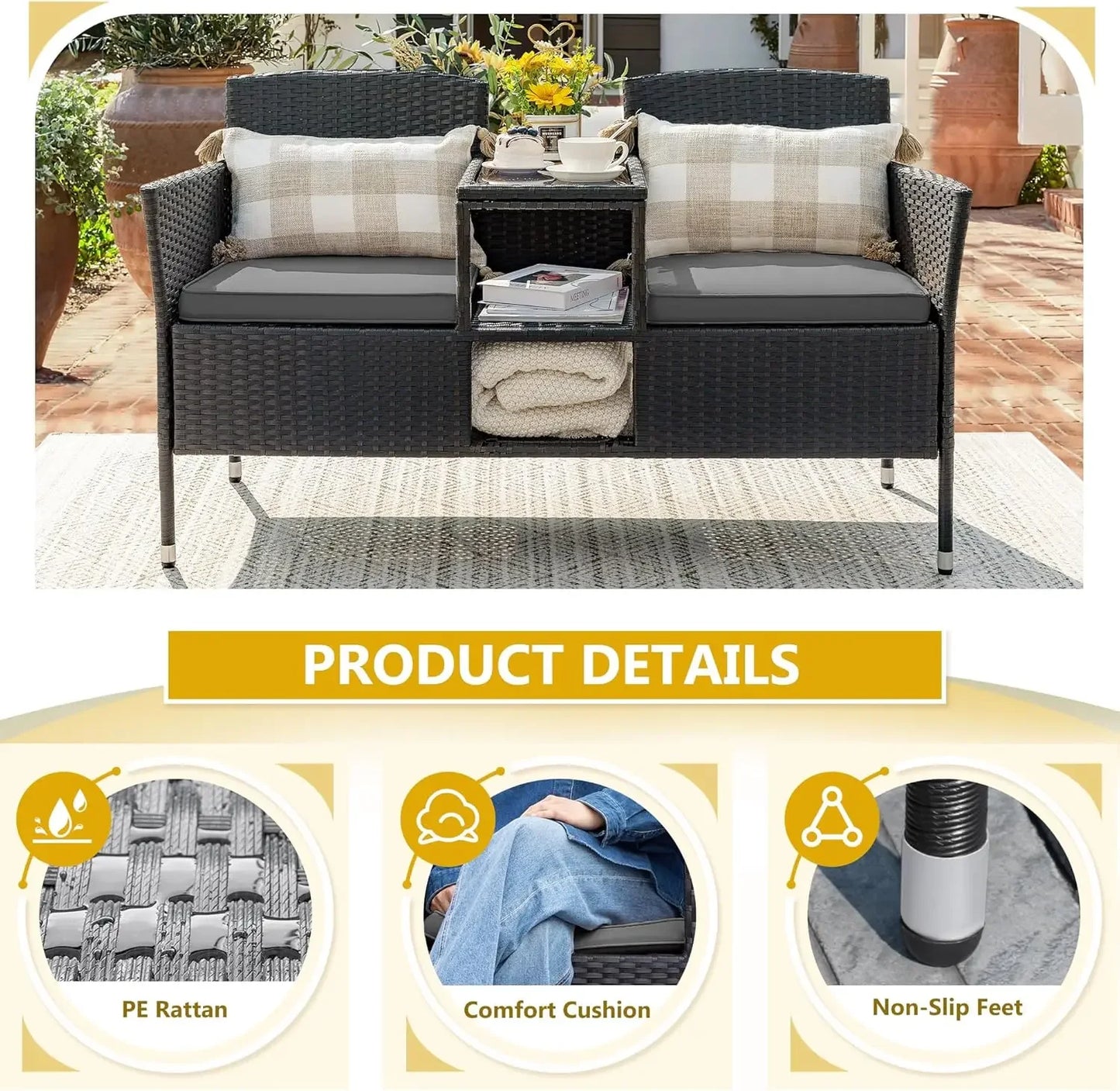 Patio Modern Loveseat