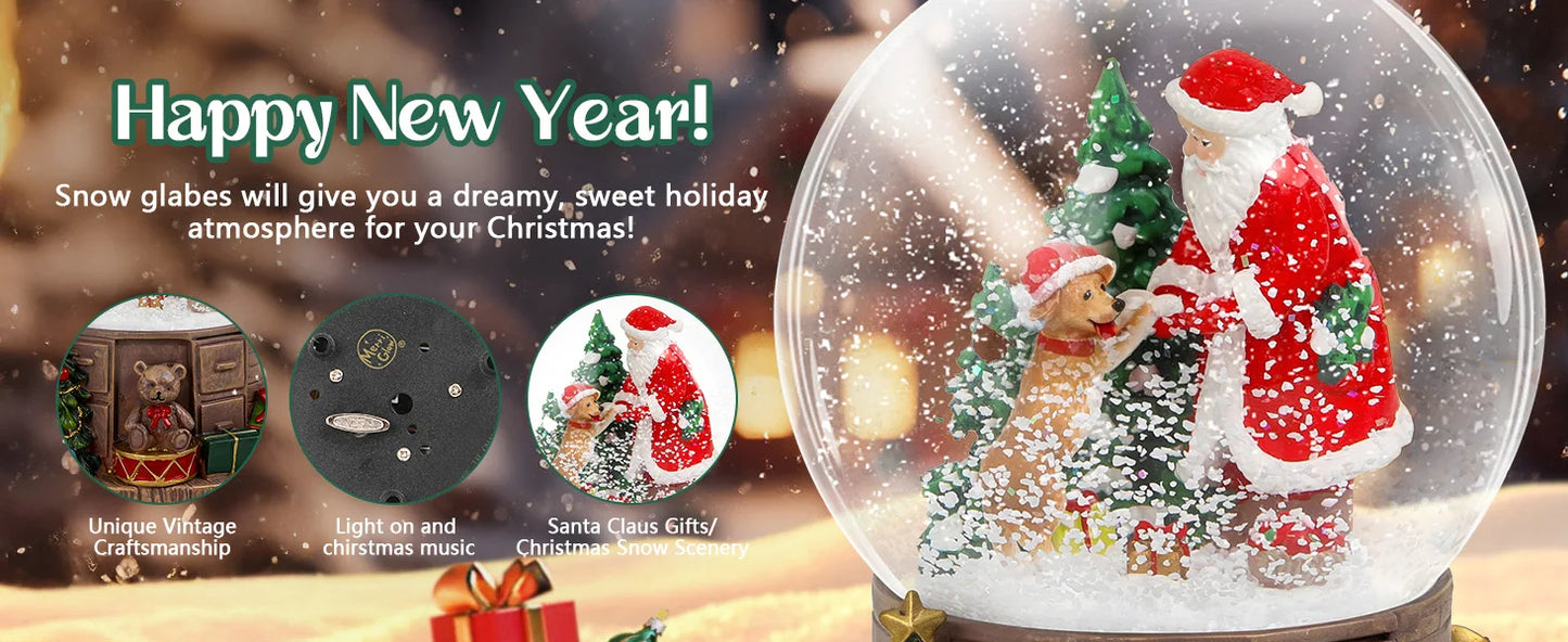 Enchanted Christmas Snow Globe  A Glittering Scene of Santa and Dancing Dogs for Magical Holiday Home Decor