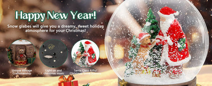 Enchanted Christmas Snow Globe  A Glittering Scene of Santa and Dancing Dogs for Magical Holiday Home Decor