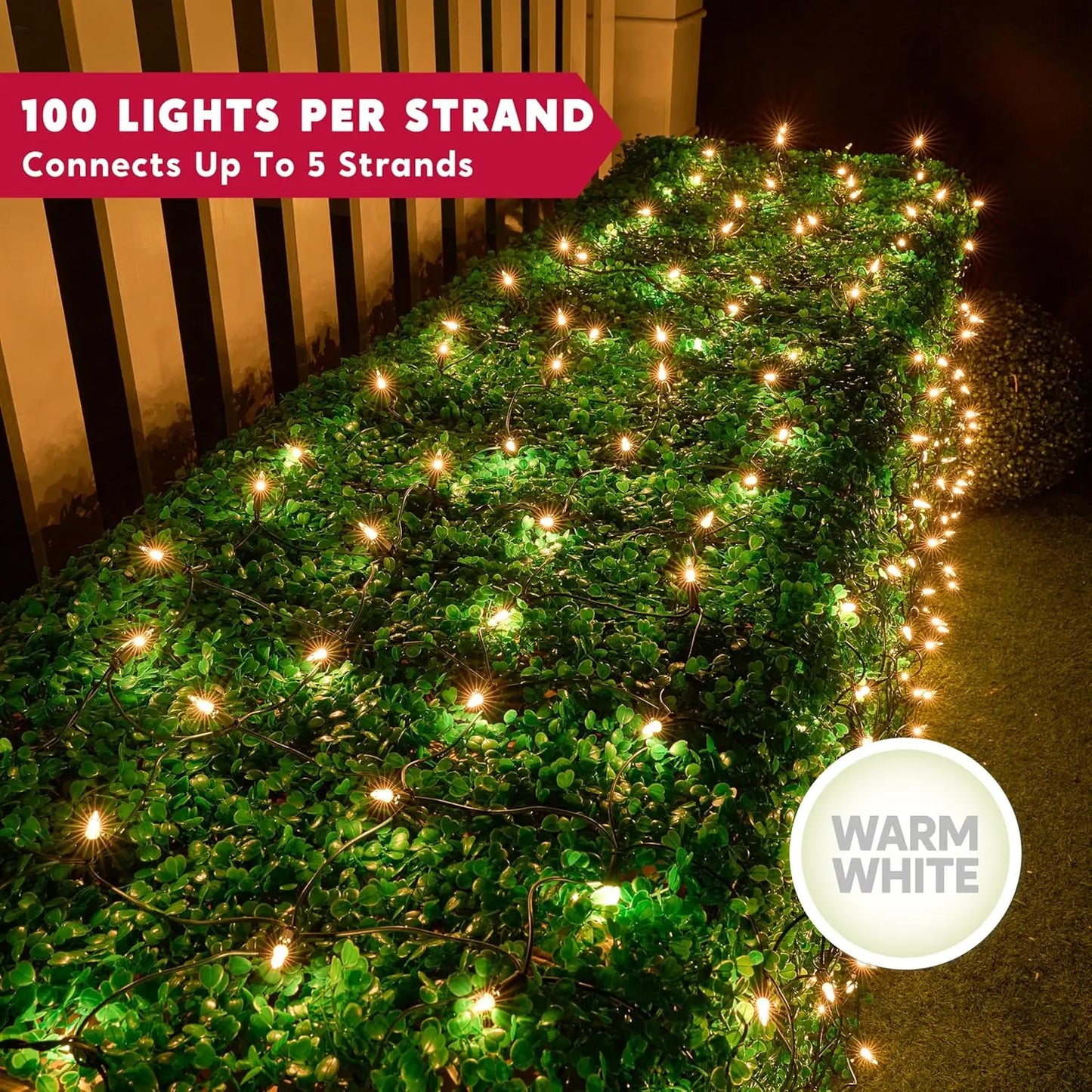 2-Pack 100  White Christmas Net Lights