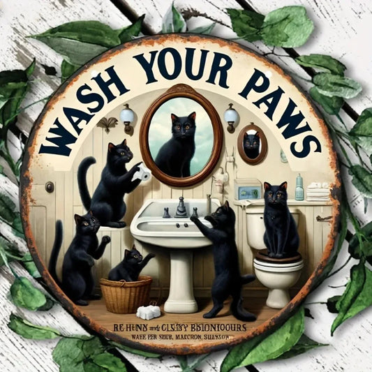 "Vintage Black Cat Sign"